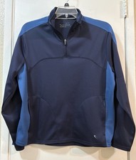 TEK GEAR Dry-Tek Performance Long Sleeve 1/4 Zip Blue Pullover Pockets Men's M