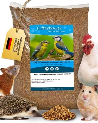 10kg Futterbauer Soldatenfliegenlarven wie Mehlwürmer Vogelfutter, Fischfutter