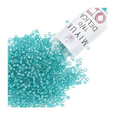 Miyuki Delica Seed Beads, DB1782 Size 11/0 White-Lined Teal AB, 7.2g Tube