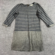 Ann Taylor Loft Sweater Womens Extra Small XS Gray Striped Back Zipper Dress