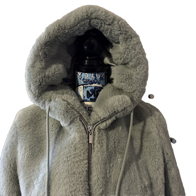 Rachel Zoe Hooded Faux Fur Teddy Bear Full Zip Coat Jacket Size S Pale Green