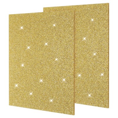 2 Pcs Glitter Acrylic Sheets 1/8'' Thick Plastic Sheets 8x8 Inch, Gold