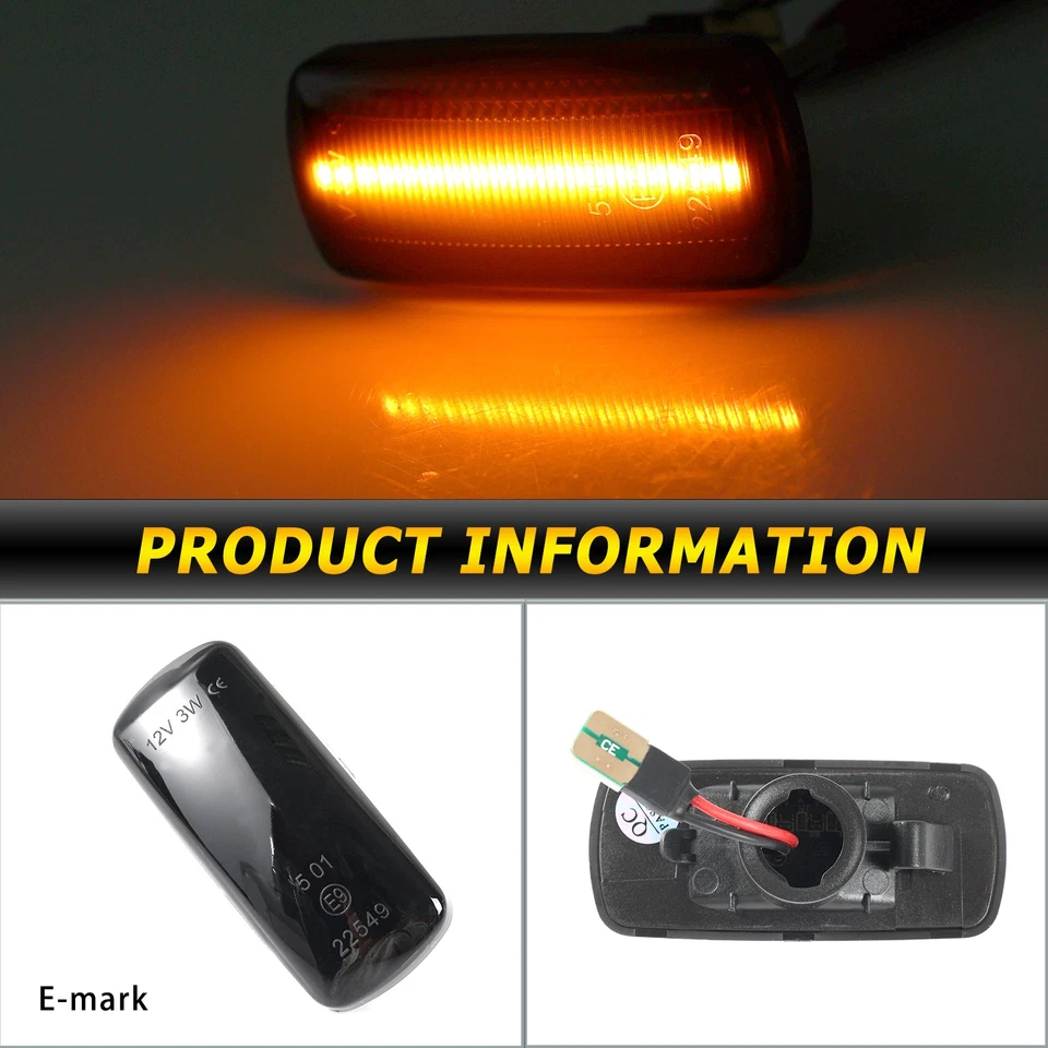 2PCS Segnalatore Laterale Giallo Ambra Luce di Segnalazione per Jeep Compass Grand Chrysler 300 - Immagine 3 di 4