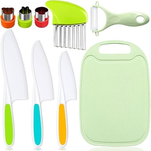 9 Pcs Kids Kitchen Knife Set, Kids Knives for Real Cooking with Cutting Board, Y