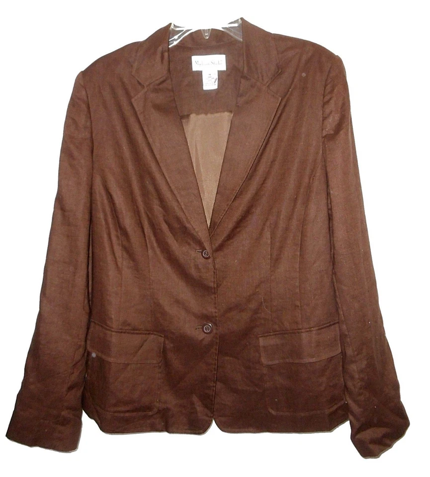 New Blazer, Madison Studio, Brown 100%-Linen Lined MSRP-$94.00  14 - Imagem 2 de 4