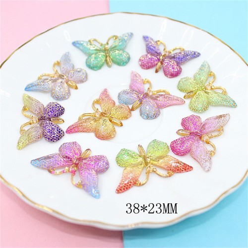 10 Mix Flat Back Butterfly Embellishment Resin Crafts Cardmaking Decor 38x23mm - Picture 4 of 6