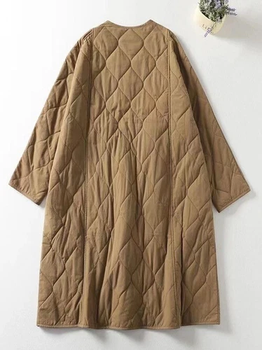 Women Collarless Long Sleeve Single-breasted Ladies New Winter Coat Casual - Picture 6 of 27