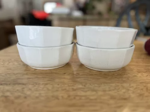 4 Pfaltzgraff Heritage White Soup Cereal Bowls Multisided Round Glossy Stoneware