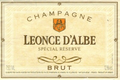 Label Champagne brut.Special Reserve-Léonce d'Albe-Bar-sur Seine-Ref.n°332f