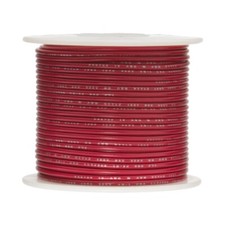 18 AWG Stranded Topcoat Hook Up Wire, Red, 100 ft, 0.108" Dia, UL1015, 600V