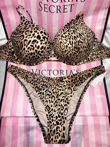 Victorias Secret Bombshell Swim Suit Cheetah Print 38C Large