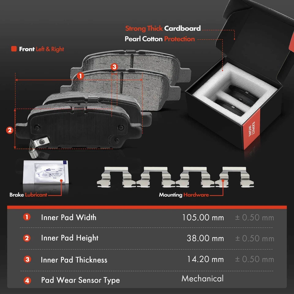 Front & Rear Ceramic Brake Pad + Caliper for Infiniti EX35 QX50 QX70 2014-2017 - Image 3 of 4