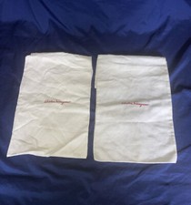SALVATORE FERRAGAMO Pair of Dust Bags 13.25  x 9   white / Red logo.