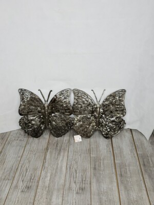 Handcrafted Fair Trade Haitian Folk Art Set 2 Butterflies 19'' Upcyled Recycled