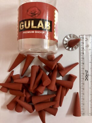 110 grams 1.6'' PREMIUM GULAB ROSE DHOOP INCENSE CONES meditation puja Free Ship