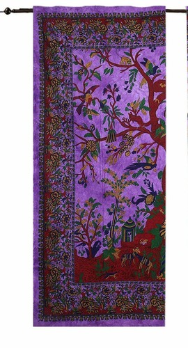 Indisches Mandala Baumwolle Baum des Lebens Hippie Wandteppich böhmische Tür Fenster Vorhänge - Bild 23 von 43