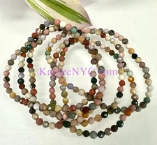 Wholesale 6 Pcs Natural Alashan Agate 4mm Faceted 7.5” Stretch Bracelet