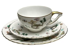 Victorian China Occupied Japan Ming Tea Cup With Saucer And Serving Plate