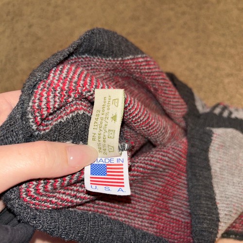 Grau, schwarz und rot karierter Ohio State Poncho Einheitsgröße - Bild 7 von 9