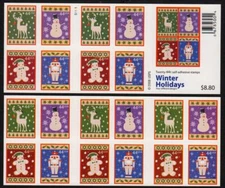 2009 Winter Holidays Sc 4428b mint booklet plate of 20, plate numbe S1111 CV $22