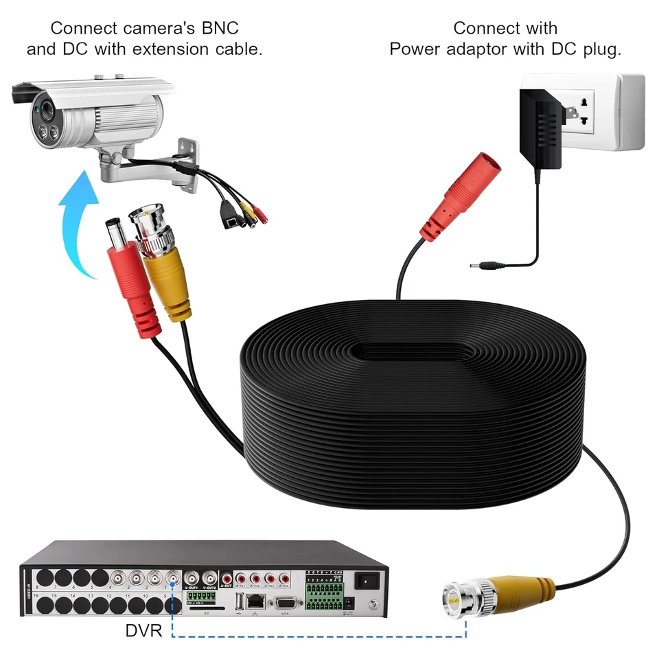 Bnc Cable 20 Ft All-In-One Siamese Video Power Security Camera Cable, Black Bnc - Image 4 of 4
