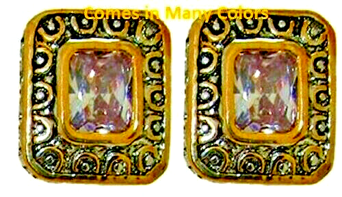 Kabel Ohrring CZ Lila Kissen Stein Silber 18kt Gelbgold Pierce Qualität NEU - Bild 2 von 3