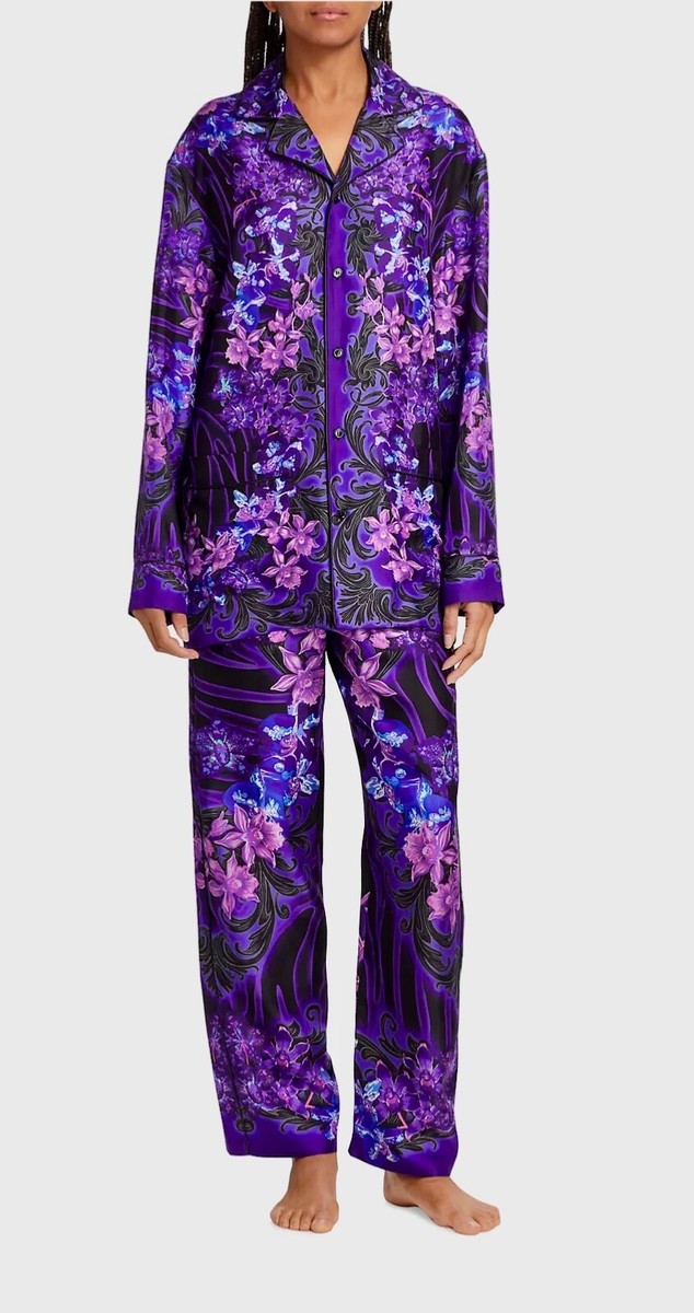 【送料&関税込】Versace Printed Silk Pajama Pants Versace Floral-Printed Silk Pajama Pants | eBay
