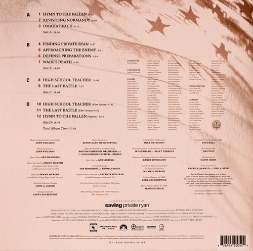 John Williams - Saving Private Ryan (1998) Expanded Score 2LPs/First Pressing!! - Bild 2 von 2