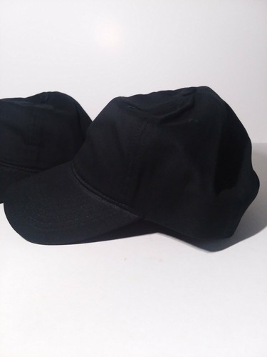 Lot of 2 Black Plain Baseball Cap Solid Color Blank Curved Hat Adjustable Caps - Picture 3 of 6