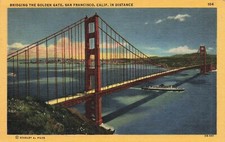Postal de colección de 1940 Bridging the Golden Gate San Francisco California CA044