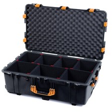Black Yellow Pelican 1650 case with trekpak kit. Comes with wheels.