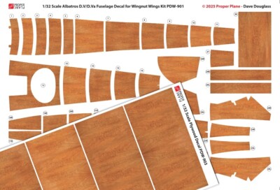 Albatros D.V Woodgrain Decals 1/32 for Wingnut Wings   Real Plywood Effect