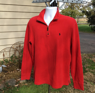 Vintage Polo Ralph Lauren Jumper 1/4 Quarter Zip Cotton RED Men's