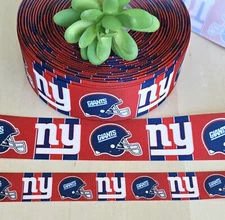 5/8, 7/8 & 1.5" (1YD) New York Giants Grosgrain Ribbon Football Cheer Bow Ribbon