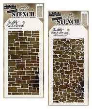 Tim Holtz Layering Stencils Brick Slate  Stone Concrete Wall Pattern Stampers