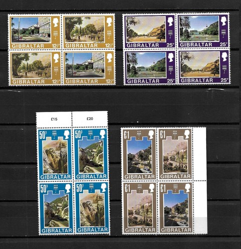 Gibraltar 1971 decimal pictorials complete set in MNH blocks of 4 (G229) - Picture 4 of 4