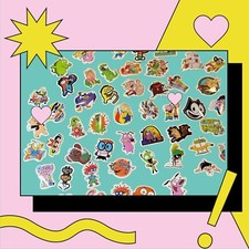 Cartoon Stickers 50 Pack Fun Cute 80  s Decals Waterproof Rugrats Ren More Retro