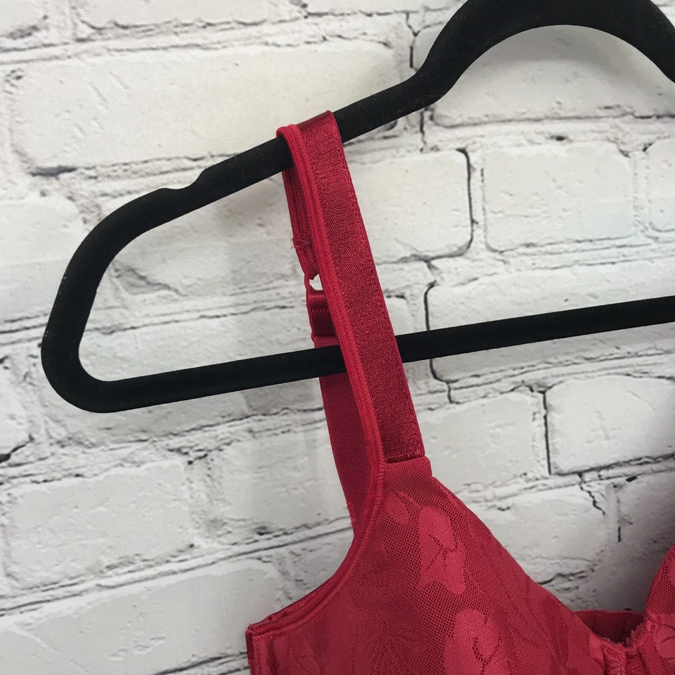 Sujetador Cabernet para mujer 34DD Balconette con aros correa ajustable rojo 6419 Foto 3 de 4