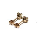 New 14k yellow gold .46ct I2 H Double U prong round diamond stud earrings — photo 5
