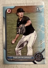 2022 Bowman Draft Karson Milbrandt 1st Sky Blue Paper #d 326/499