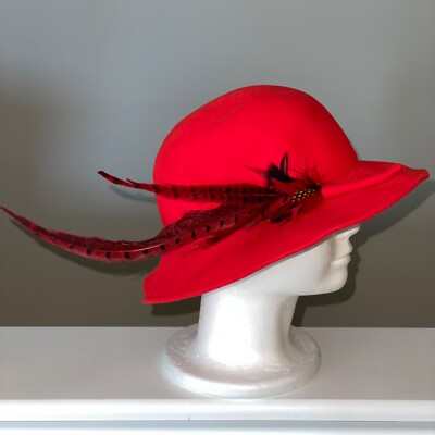 Vintage Doeskin Felt 100% Wool Red Woman’s Hat Vintage Women main image 3