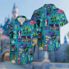 Haunted Mansion Hawaiian Button Down Shirt Unisex Adults S-5XL
