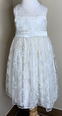 Cinderella Girls 6 Formal Satin Lace Petticoat Sleeveless Dress Cream Couture