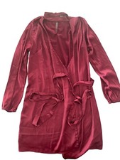 Fashion Nova Women's Wine Satin Long Sleeve Wrap Dress Size Small