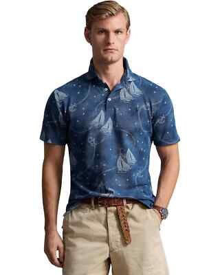Men's SZ S Ralph Lauren Blue NAUTICAL SAILBOAT Mesh Classic Fit