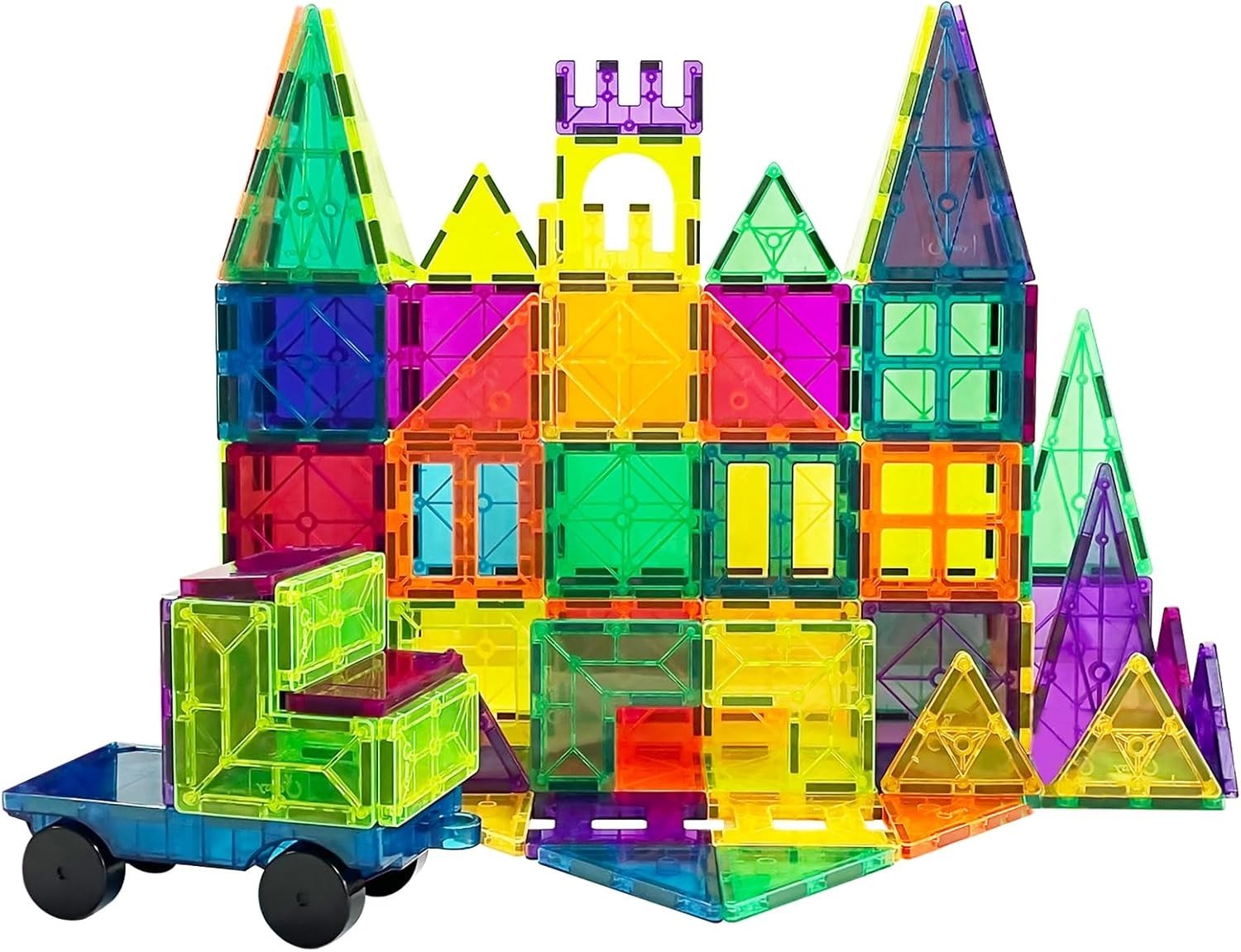 Magna Tiles Clear Colors 67 Pcs 3D Set Magnetic Building Toy Magnet Blocks Kids