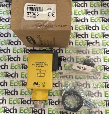 New Banner Engineering Q45VR2FQ 37005 Photoelectric Sensor 5A 90-250V AC Module