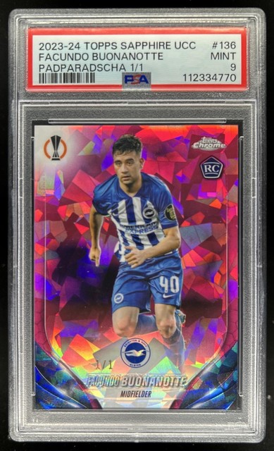 2023-24 Topps Chrome Sapphire UEFA Facundo Buonanotte RC Padparadscha #1/1 PSA 9