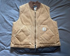 Vintage Carhartt Vest Mens XL Brown Duck Canvas Quilted Insulated Workwear USA