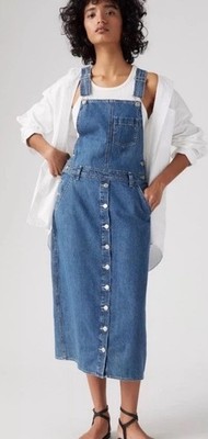 Levis Tico Jean Jumper Dress Denim Button Down Light Wash Womens XS Overall